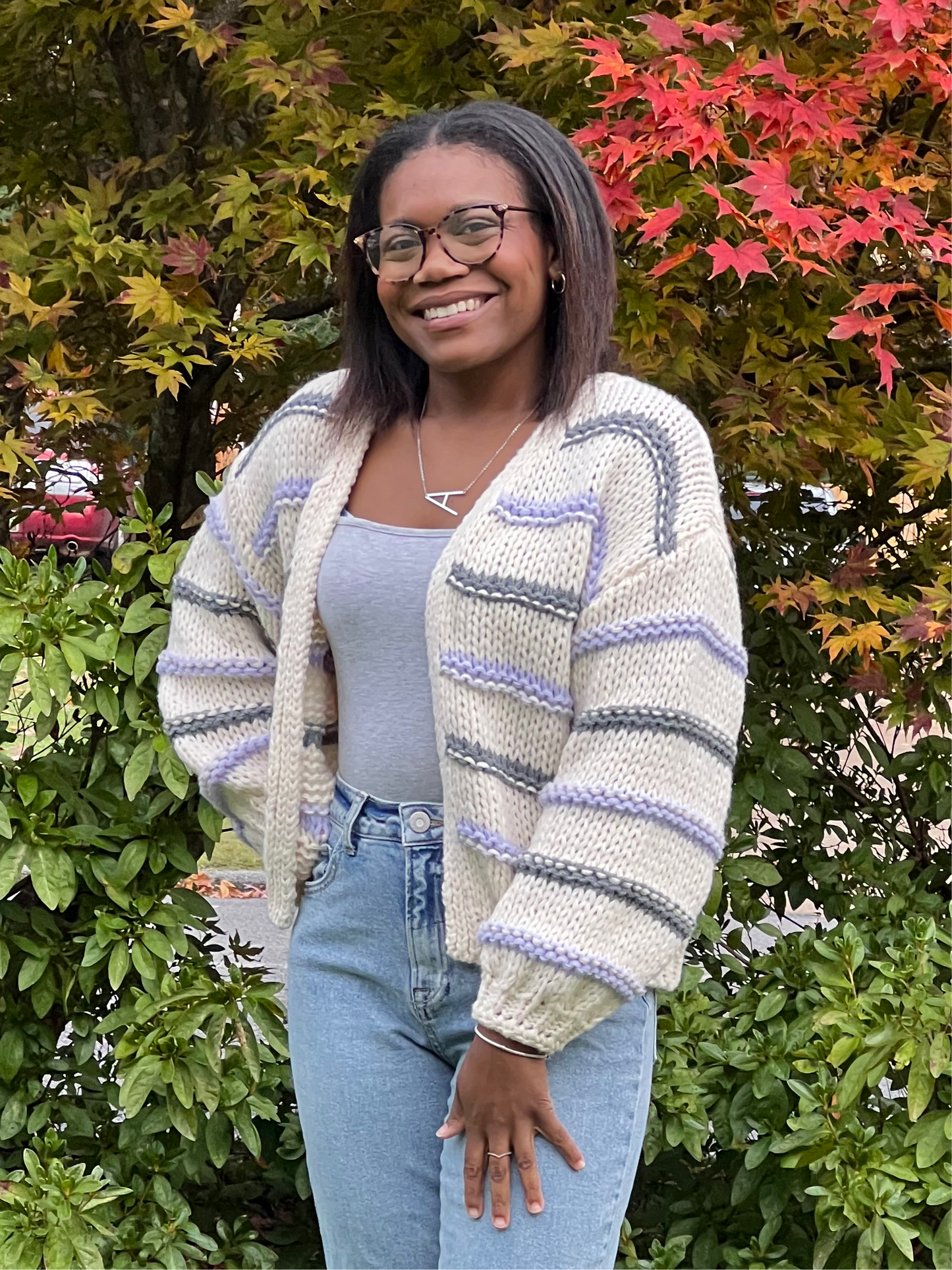 Cream striped cardigan